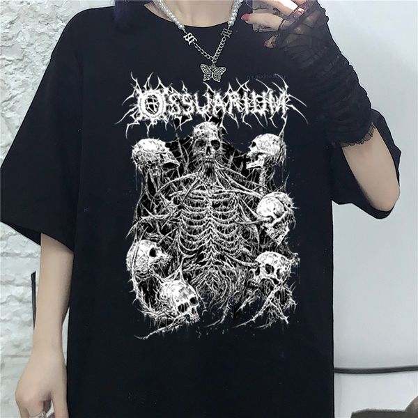 

summer goth female horror skull loose men and womentshirt punk dark grunge streetwear gothic tshirts harajuku y2k clothes 220615, White