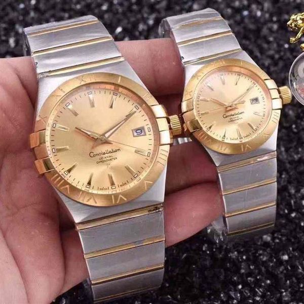 

ome twelve constellations double eagle automatic mechanical couple watch waterproof calendar luminous fine steel men's and wo298r, Slivery;brown
