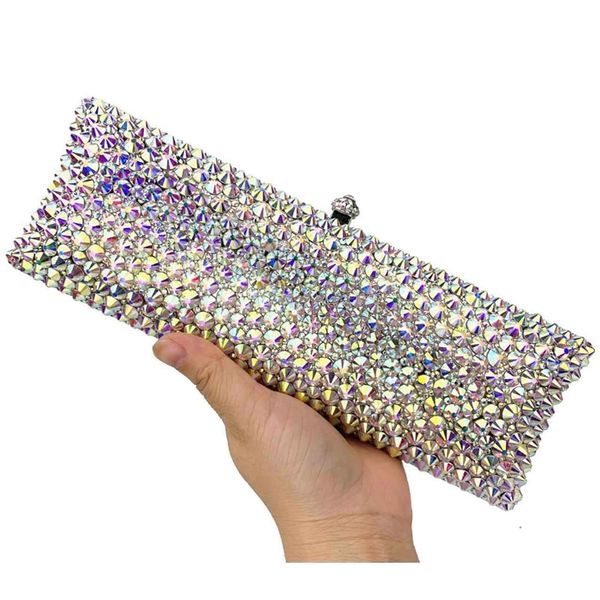 

ab silver clutch glaring crystal evening bags long wedding bride day clutches 220624