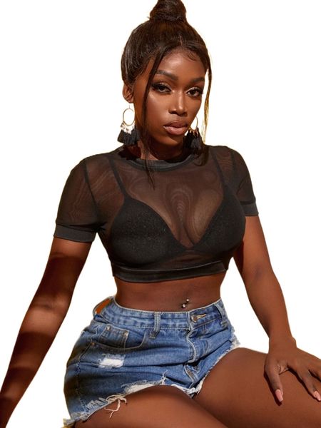 

sxy sheer mesh crop without bra y0rm#, White