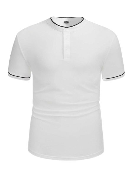 

men striped trim polo shirt 36bf#, White;black