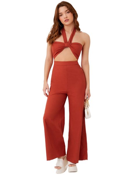 

cutout front tie backless halter jumpsuit s4rf#, Black;white