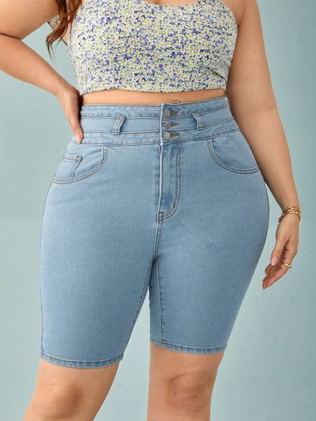 

plus high waist skinny denim shorts e2sd#, White;black