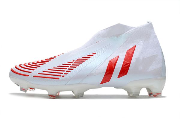 

shoe premium version ad predator edge geometric fg white red men's soccer sneakers, Black