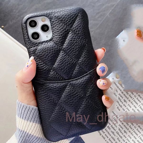 

luxury designer 4 colors leather card slot lambskin case cover for iphone 12 13 11 pro max for lady case