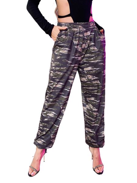 

meysi kim camo print slant pocket sweatpants n0eh#, Black;white