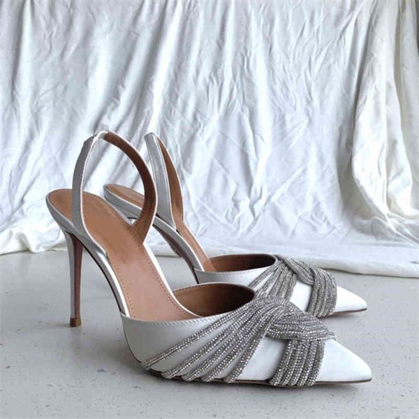 

dress shoes female sandals brand desminer summer high heel lady woman girl wedding party fashion crystal silk satin sling, Black