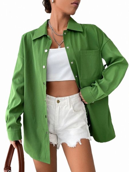 

patched pocket drop shoulder coat o929#, Black