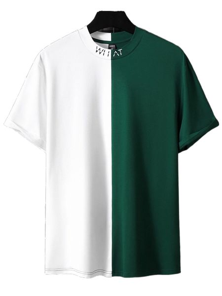 

men letter graphic colorblock tee h29e#, White;black