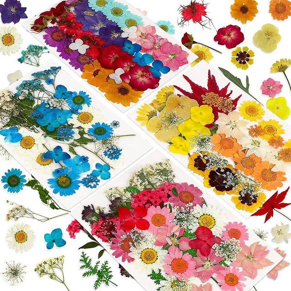 Ghirlande di fiori decorativi 144 pezzi pressati naturali essiccati per resina, kit di erbe sfuse di fiori secchi candela, resina epossidica, artigianato d'arte fai da te CNIM