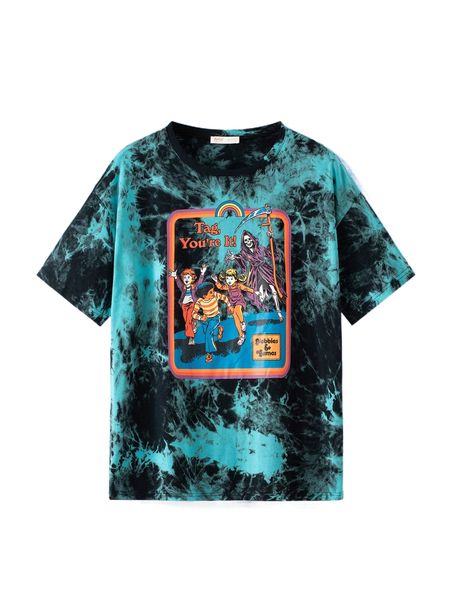 

romwe x stevenrhodes figure tie dye tee g7ke#, White