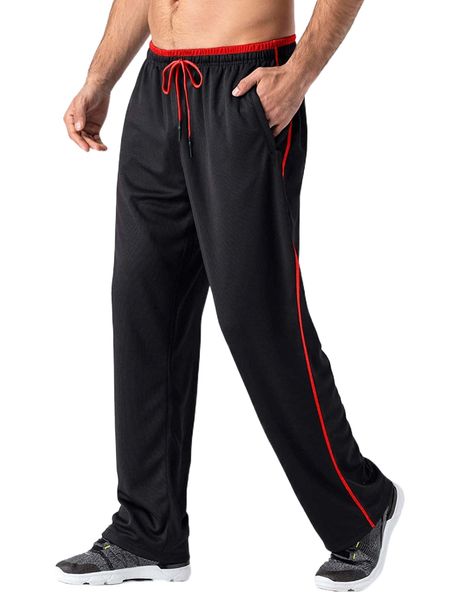 

men drawstring waist contrast piping sweatpants g2dd#, Black