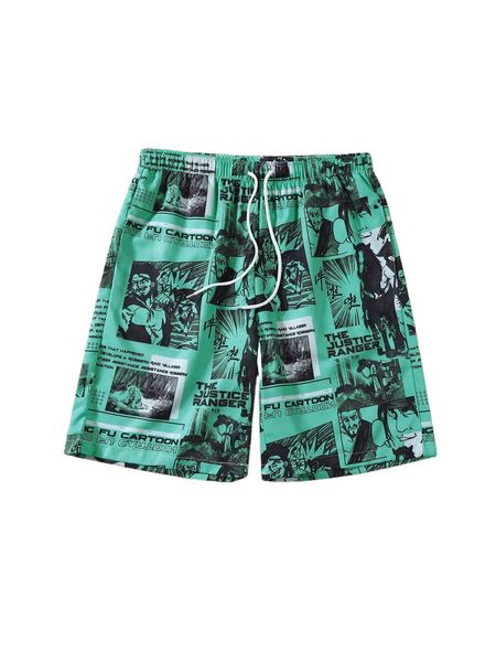 

men random comic and slogan graphic shorts m21e#, White;black