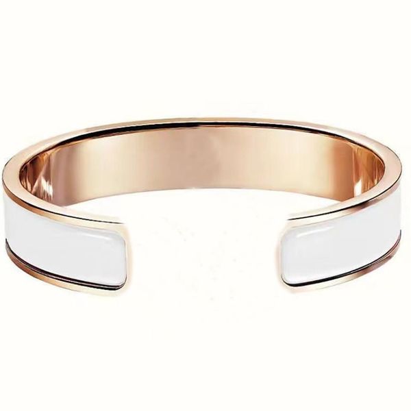 

fashion classic h open bangle hard body inlaid ceramic letter bracelet rose gold couple creative high-quality jewelry with exquisi207e, Black