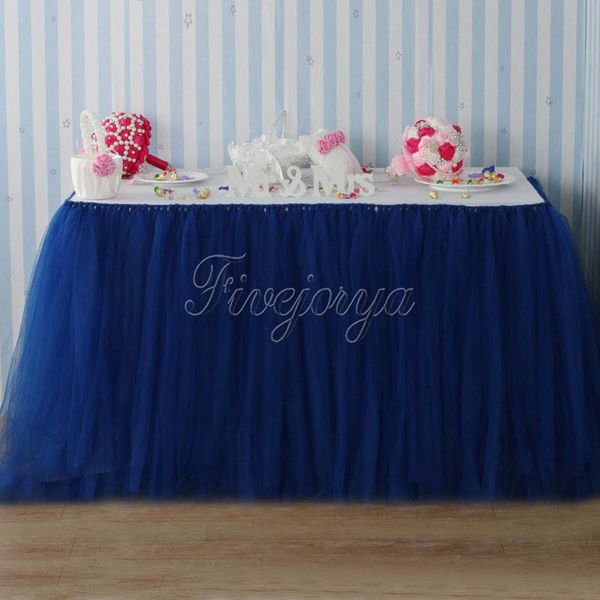 Düğün dekorasyon için lacivert tül tutu masa etek Tül Tutu etek ev tekstil partisi bebek duş düğün çocuk hediyesi 201130
