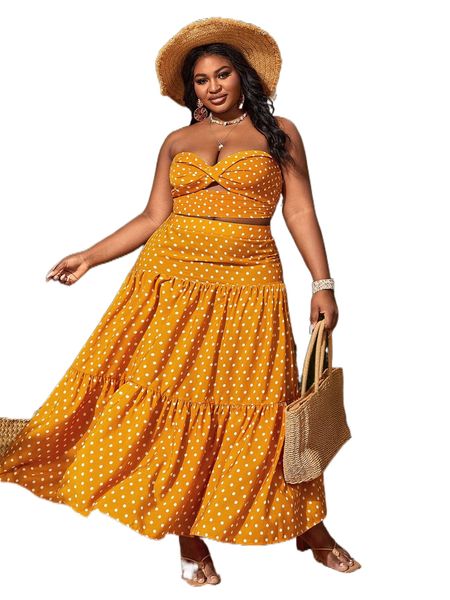 

sxy plus twist front polka dot tube g00q#, Black