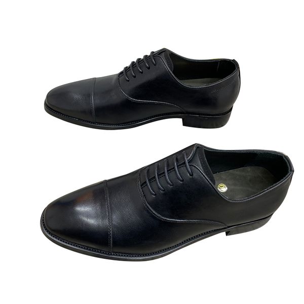 

2023 spring and summer new men's formal leather shoes fashion business breathable pointed toe flat lace-up casual sports shoes, Black