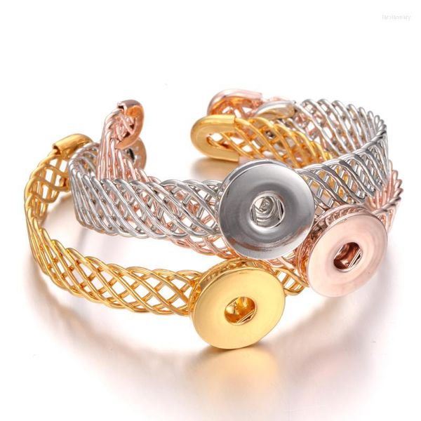 Очарование браслетов 18 мм защелкивались украшения золотой серебряный браслет с открытой половиной манжеты для женщин.