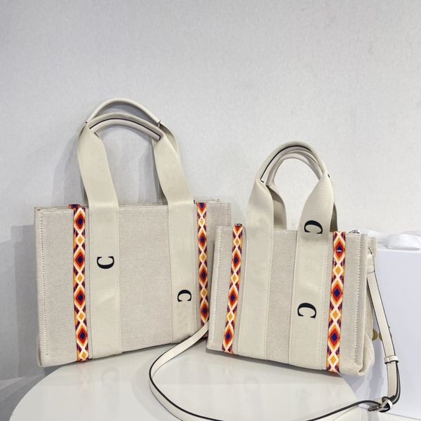 

canvas shopping bags large capacity package travelling bag fashion letter adjustable shoulder strap black white brown open