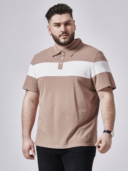 

extended sizes men colorblock polo shirt 35hr#, White;black
