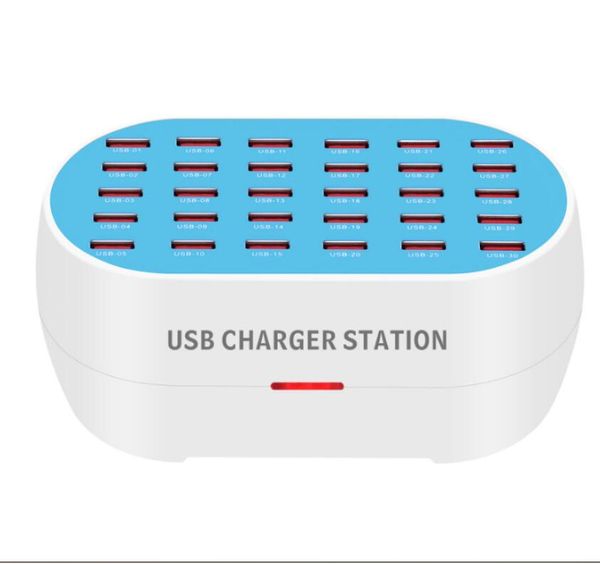 32A 120W Mobile Phone Charge 18/18/24/30 Порты Multi Ports 5V 2A Станция быстрого зарядки USB Chargers для смартфонов планшета ПК