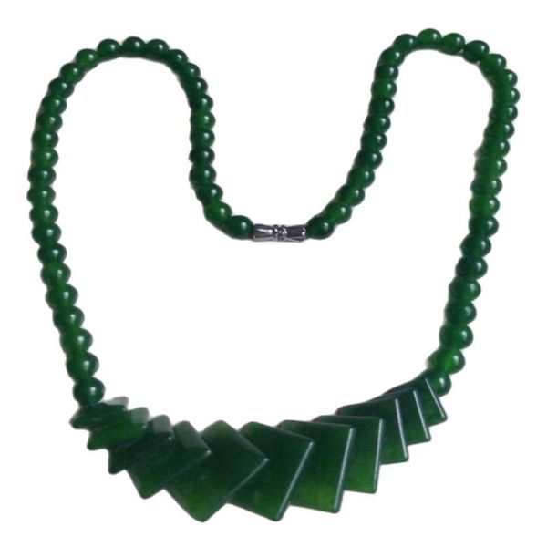 

fashion natural green jade beads jewelry necklace, Silver