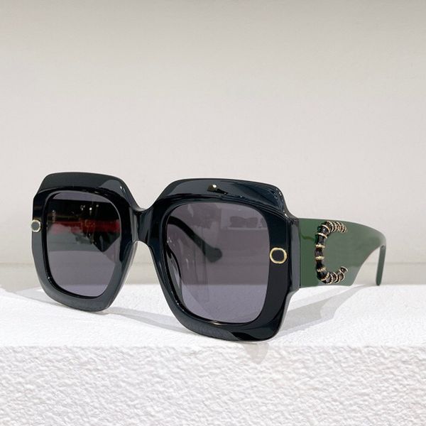 Neue Metall-Buchstaben-Logo-Sonnenbrille 1127 für Männer und Frauen, quadratischer Plattenrahmen, große Verbindungsbügel, grüne rote Streifen, klassische Nieten-Lünettenschutz-Modedesign-Brille