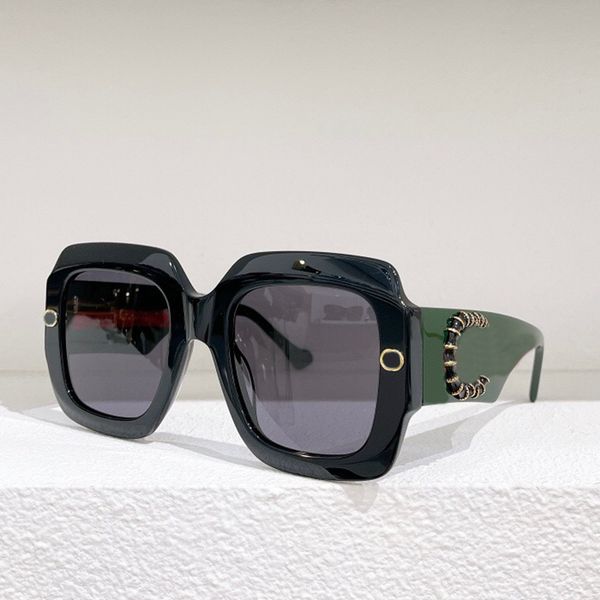 

new metal letter logo sunglasses 1127 men women square plate frame big connecting temple green red stripes classic rivet lunette protection, White;black