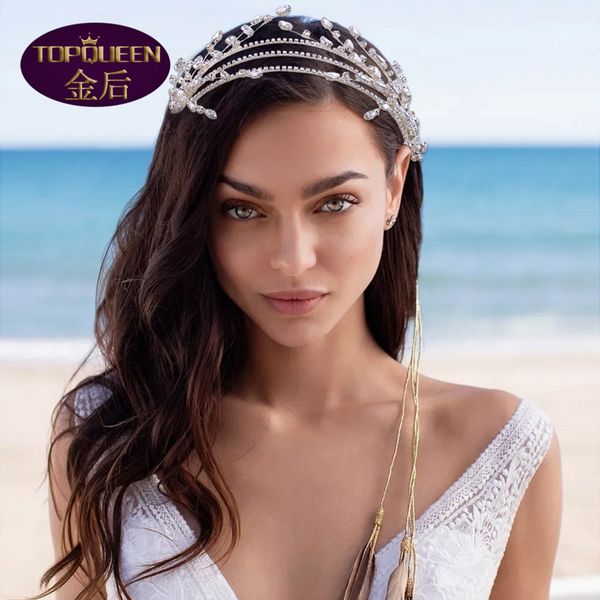 

triple strand hair hoop diamond tiara baroque crystal bridal headwear crown rhinestone with wedding jewelry hair accessories bridal crowns h, Silver