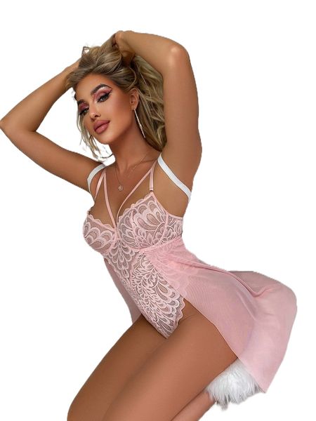 

contrast mesh lace underwire teddy bodysuit d39x#, Black;red