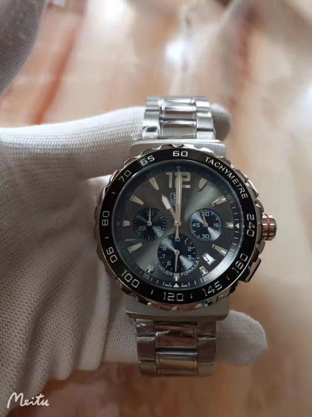 

2022 new quartz watch for mens watches colorful watch rubber strap sport vk chronograph wristwatch, Slivery;brown