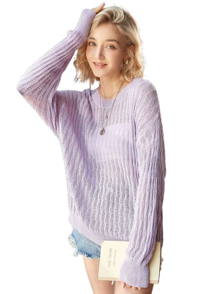 

knit mix solid drop shoulder rib-knit sweater without tube y20d#, White;black