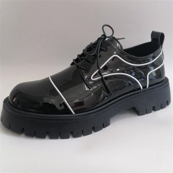 

men formal luxury loafers breathable male dress shoe thick bottom man causal sneakers, Black