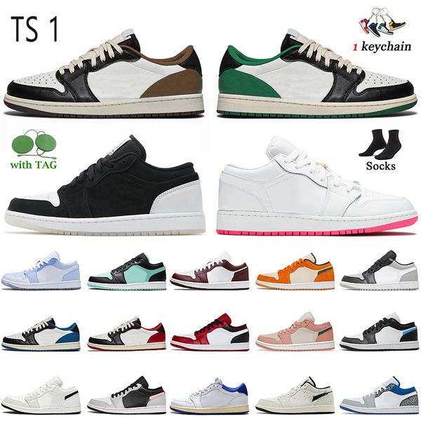 

ts 1 cactus jack dark mocha 1s low jumpman basketball shoes fashion women mens jorden1s diamond edge glow black university blue brushstroke