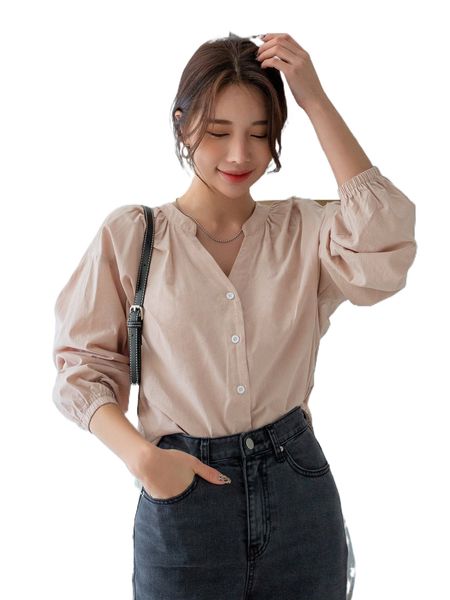 

dazy drop shoulder button front blouse u54s#, White