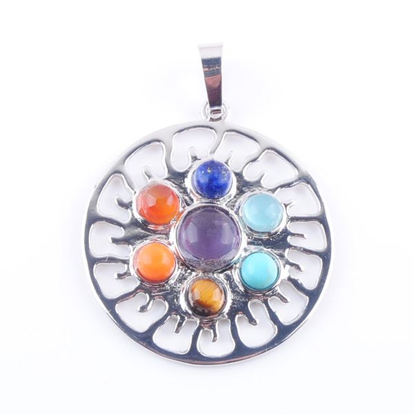 

wholesale natural gemstone choko pendant healing reiki chakra meditating figure charm beads dn3274, Silver