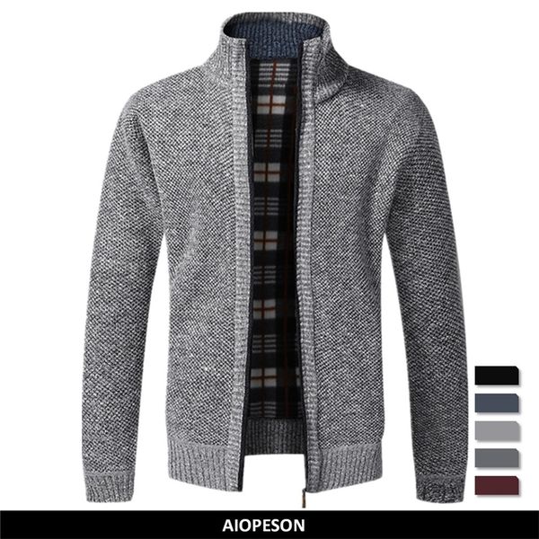 

aiopeson autumn winter men s jacket slim fit stand collar zipper solid cotton thick warm 220727, Black;brown