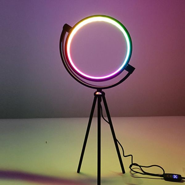 Lampade da tavolo Treppiede moderno Rgb Luce notturna Designer minimalista Pulsante Luci attenuatrici Lampada da comodino decorativa El Decorazione domestica Tavolo