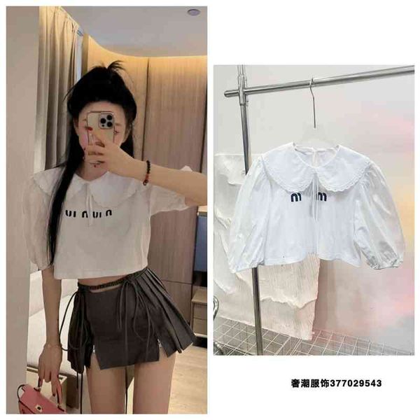 

women's t-shirt summer 2022 new alphabet print short doll collar bubble sleeve short sleeve t-shirt women uj72, White