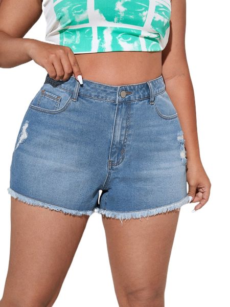 

plus ripped zip fly denim shorts w5eo#, White;black