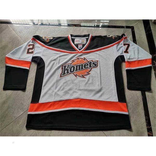

nc74 custom hockey jersey men youth women vintage echl fort wayne komets 27 shawn szydlowski high school size s-6xl or any name and number j, Black
