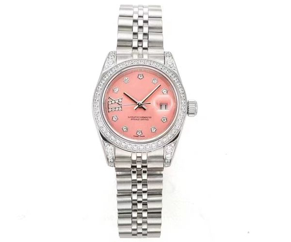 

fashion luxury ladies super automatic diamond set mechanical watch 28mm datejust design sapphire mirror waterproof watch, Slivery;brown