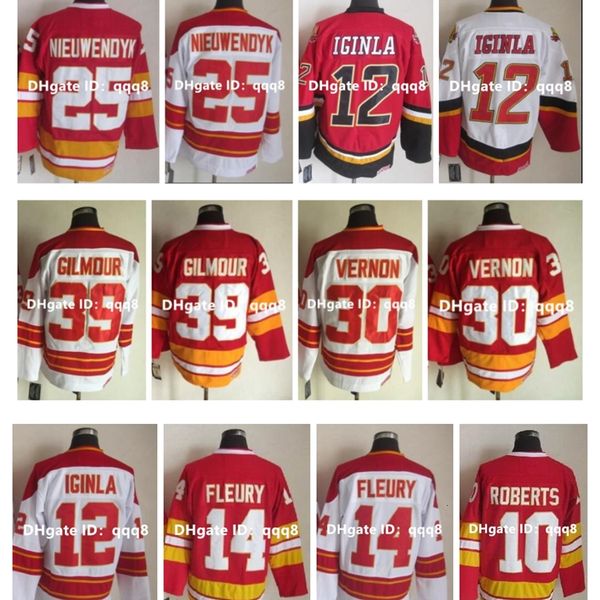 Maglia da hockey vintage CCM Al MacInnis THEOREN FLEURY LANNY JAROME IGINLA GARY ROBERTS Mike Vernon Doug Joe