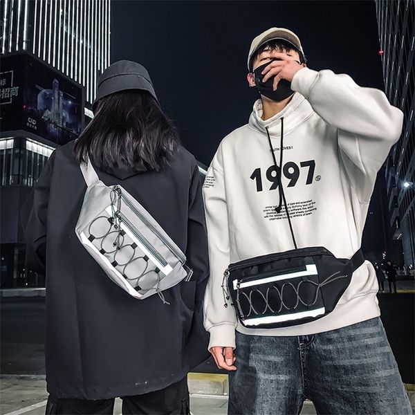 

hip hop waist bag luminous women belt bag large capacity street fanny pack female shoulder crossbody chest bags bum purse 220513