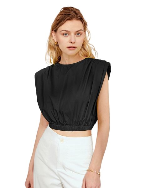 

shoulder pad ruched tank n6dl#, White