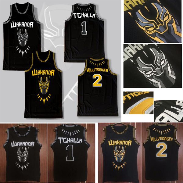 Jerseys de basquete Moda Pantera Negra Jersey de Basquete #1 Wakanda #2 T'Challa Killmonger costurada