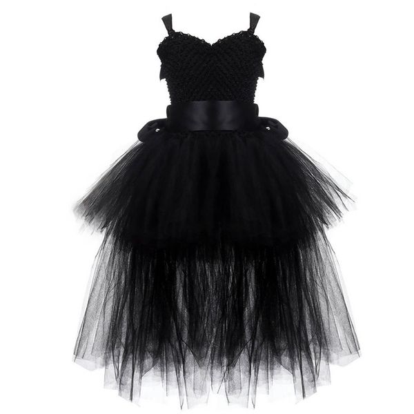 

vneck dress with tail solid color fluffy trailing tulle dresses for girls princess kids carnival halloween costumes 220617, Red;yellow