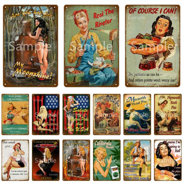 

california cocktail vintage metal signs bar pub cafe home decor pin up girls wall art posters mermaids drinks plaque