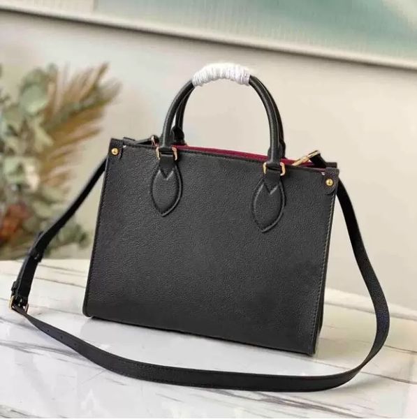 

women luxurys designers handbags ladies tote shopping bag handbag onthego classic bags 25cm, Black;red