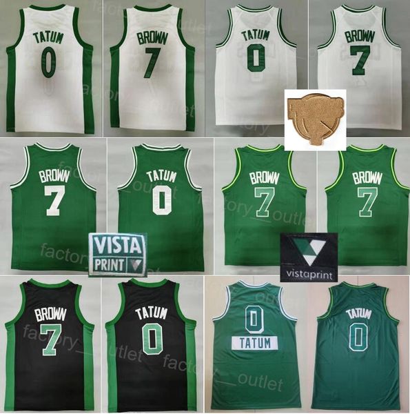 

the finals patch basketball jayson tatum jersey 0 jaylen brown 7 vistaprint sponsor all stitched team green black white color embroidery for, Black;red
